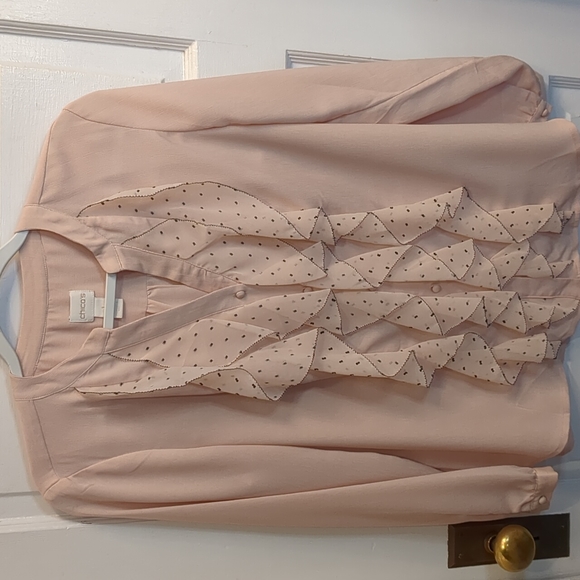 Chico's Blush ruffle front blouse - Picture 9 of 9